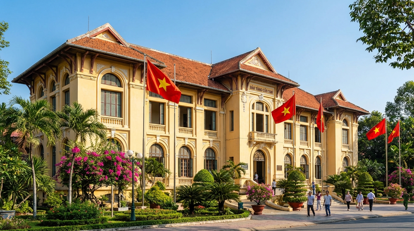 Bảo tàng Cần Thơ với kiến trúc đẹp và khuôn viên cây xanh
