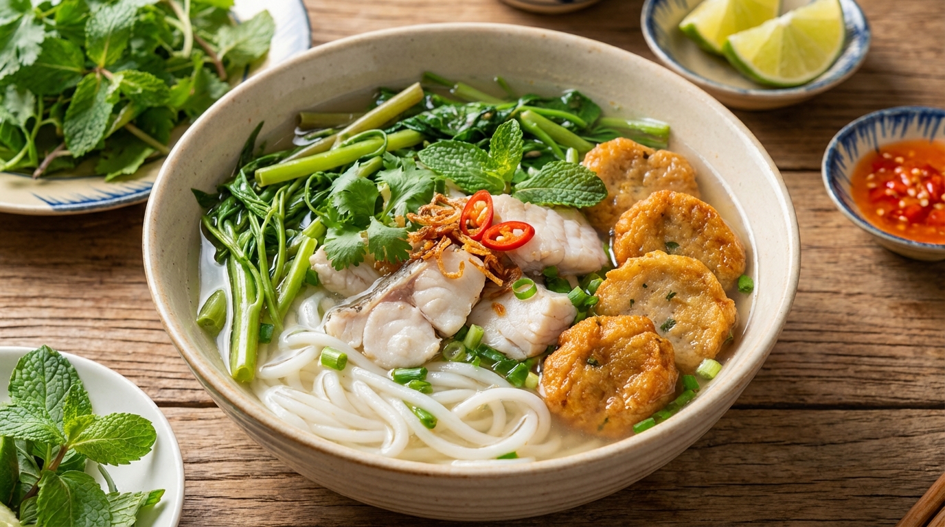 Tô bún cá Rạch Giá đặc sản với nước lèo thanh ngọt