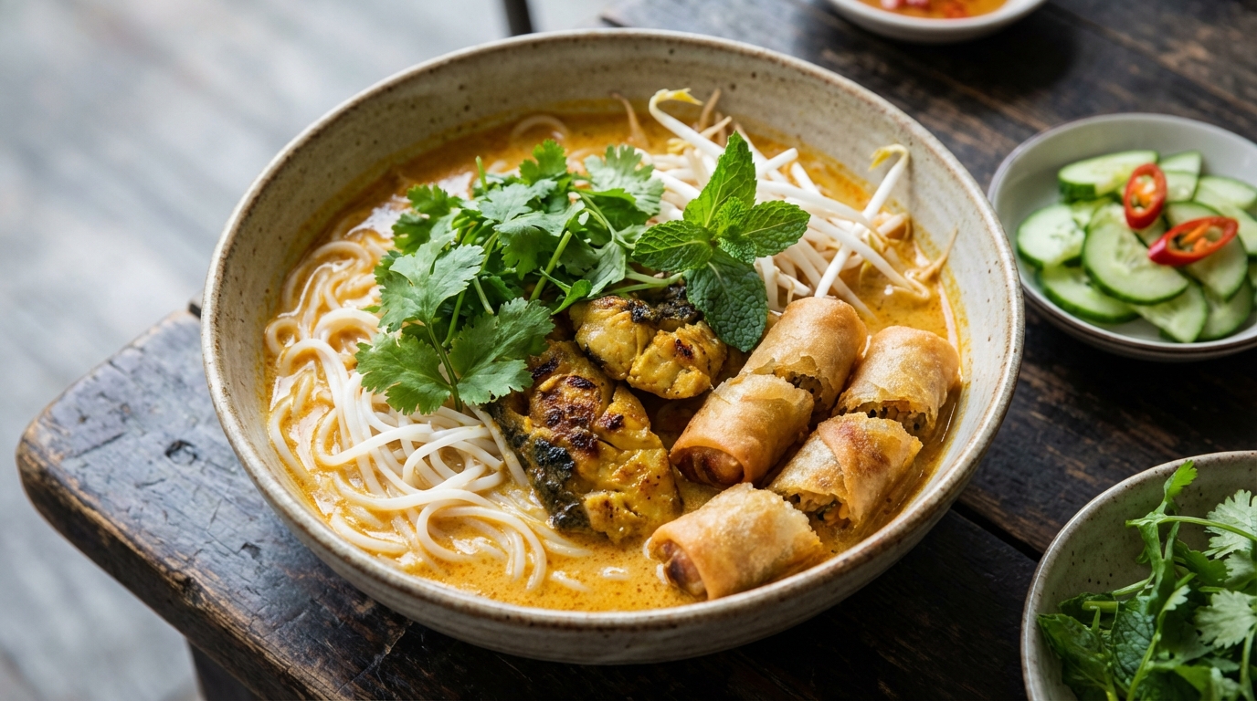 Tô bún kèn Hà Tiên với nước dùng cốt dừa đặc trưng