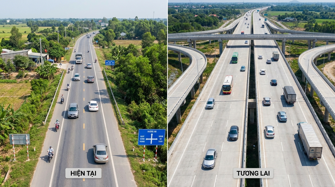 So sánh đường hiện tại và cao tốc tương lai