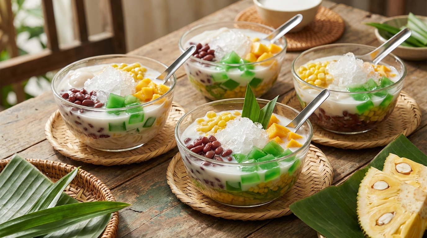 Các loại chè An Giang đầy màu sắc với đá bào, nước cốt dừa mát lạnh