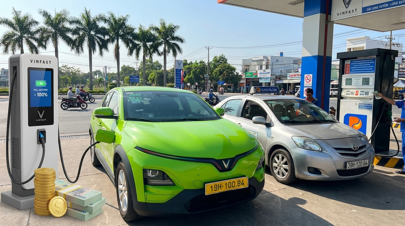 So sánh chi phí taxi điện VinFast VF6 với taxi xăng truyền thống