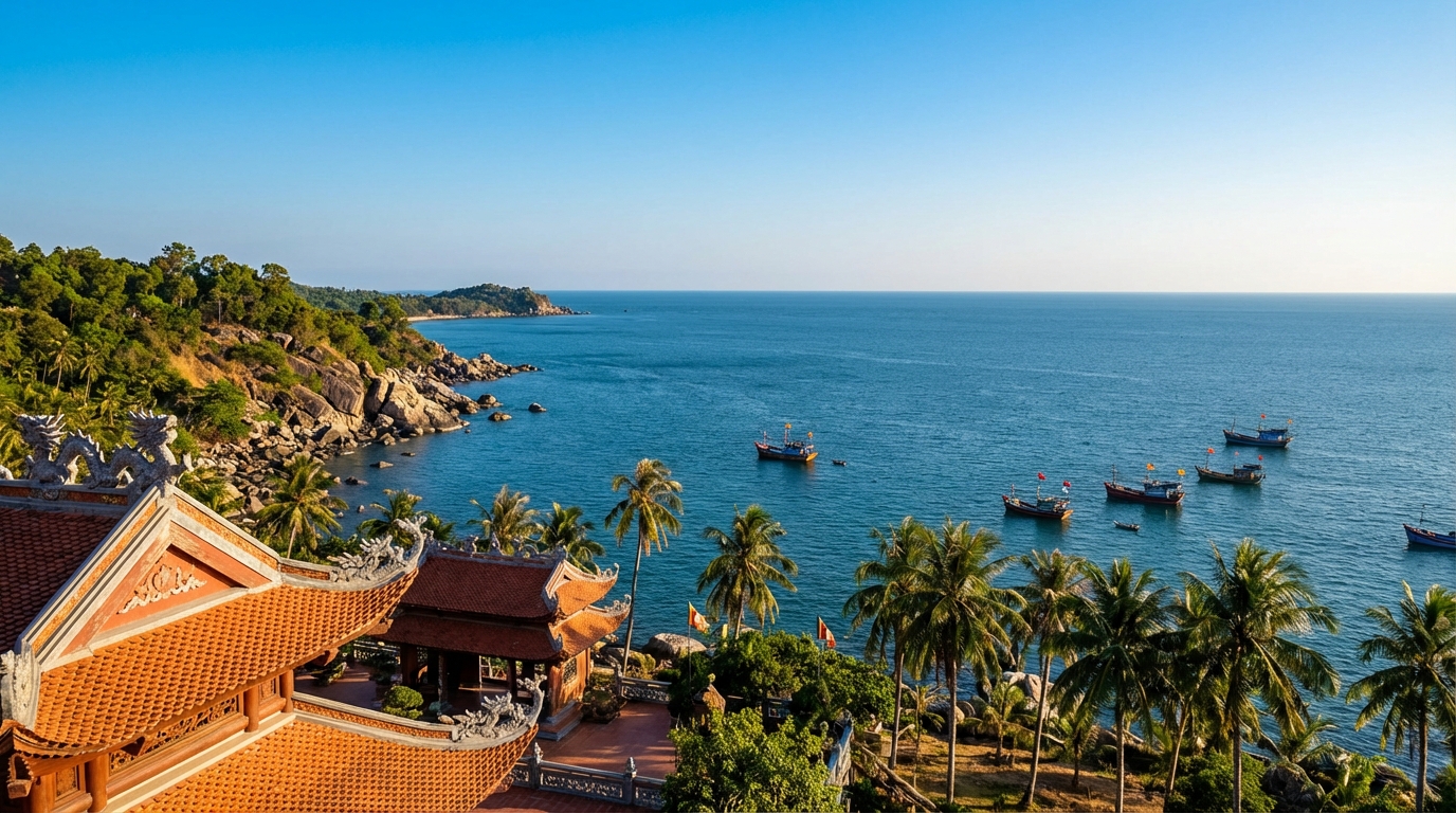 View biển tuyệt đẹp từ chùa Phù Dung