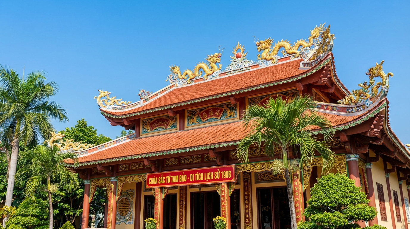 Chùa Sắc Tứ Tam Bảo Rạch Giá với kiến trúc truyền thống đặc sắc