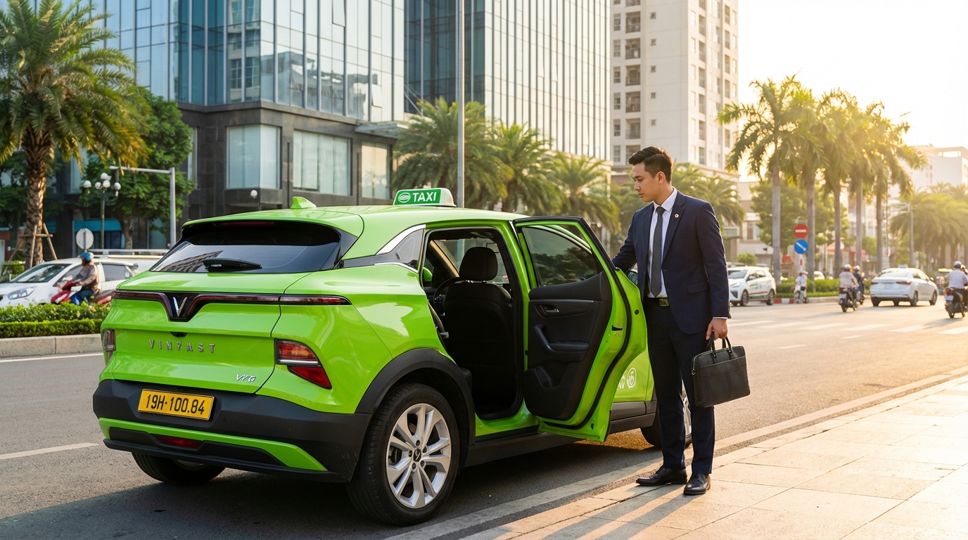 Taxi VinFast VF6 đón khách công tác tại Long Xuyên đi Châu Đốc