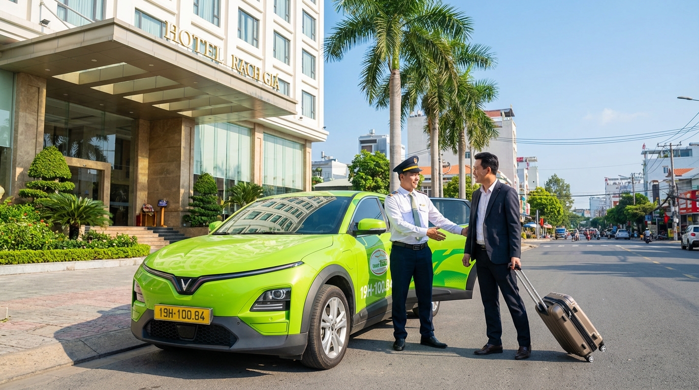 Tài xế chuyên nghiệp hỗ trợ khách công tác với hành lý