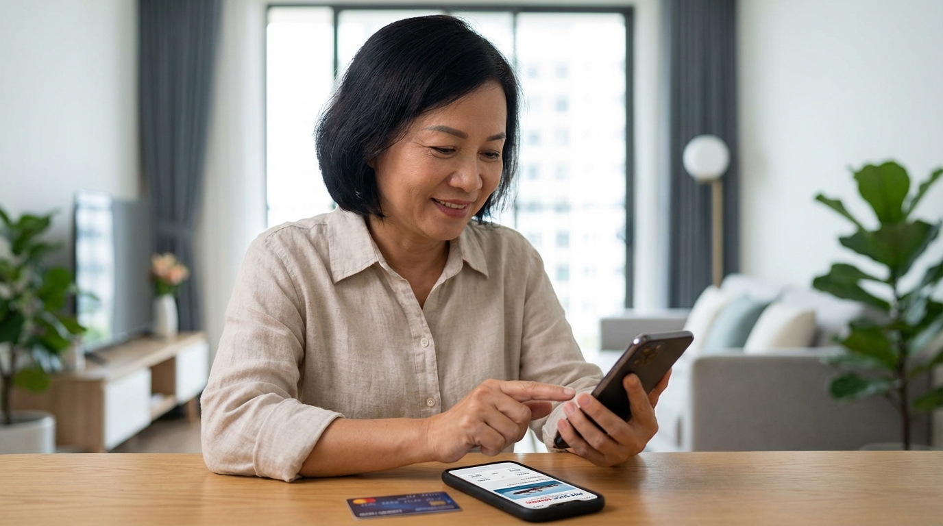 Người đang dùng điện thoại đặt vé tàu cao tốc Phú Quốc online