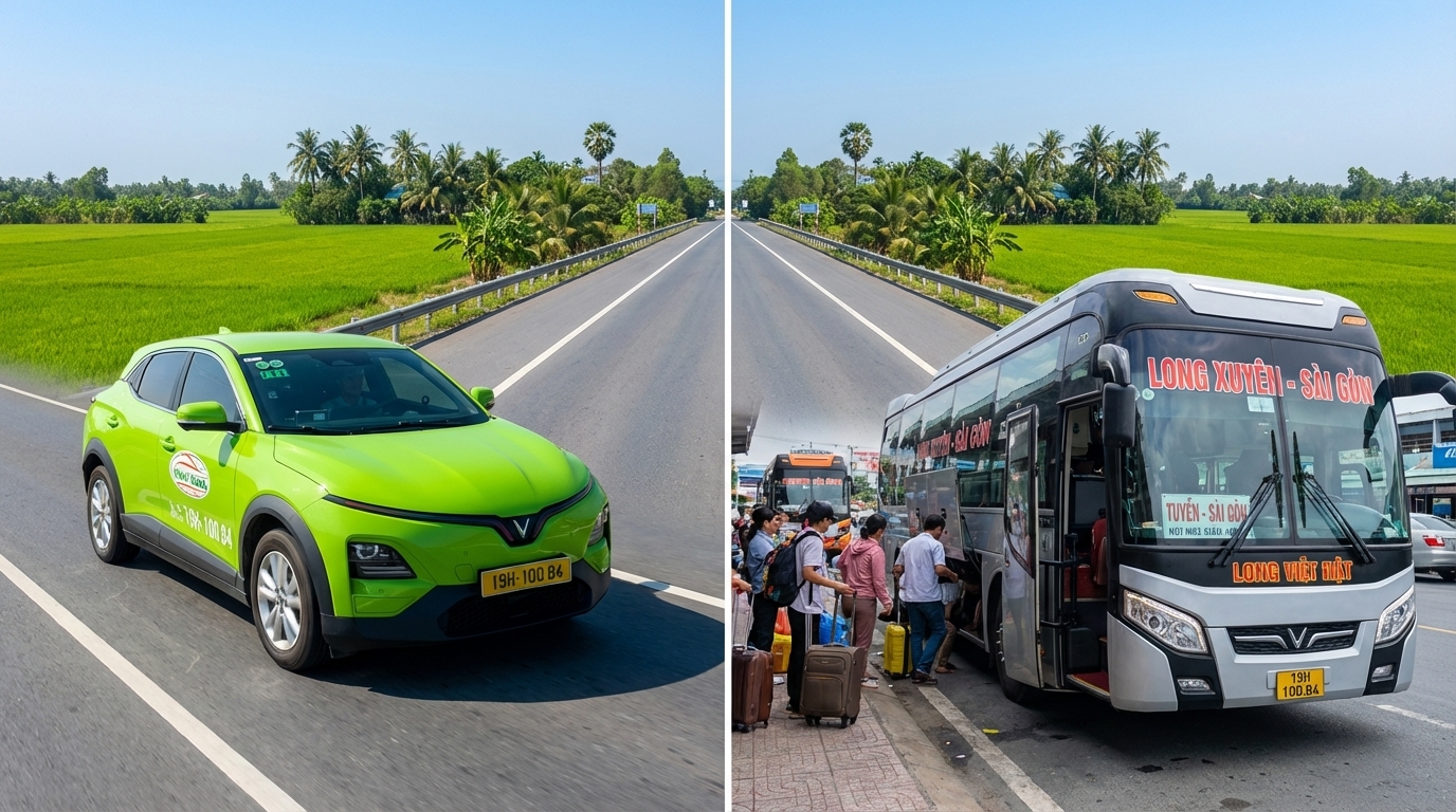 So sánh taxi và xe khách đi từ Long Xuyên lên Sài Gòn