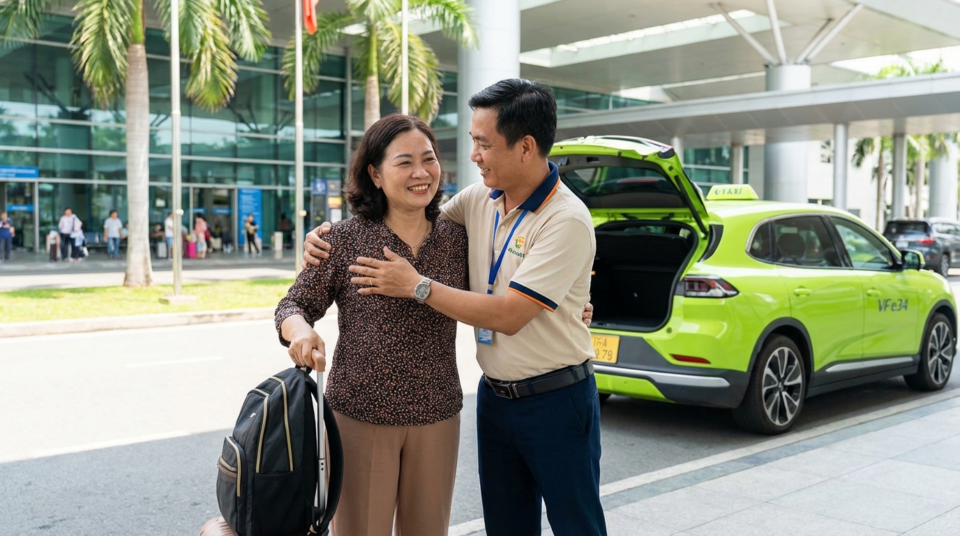 Hành khách được tài xế đón tiếp nồng nhiệt tại sân bay