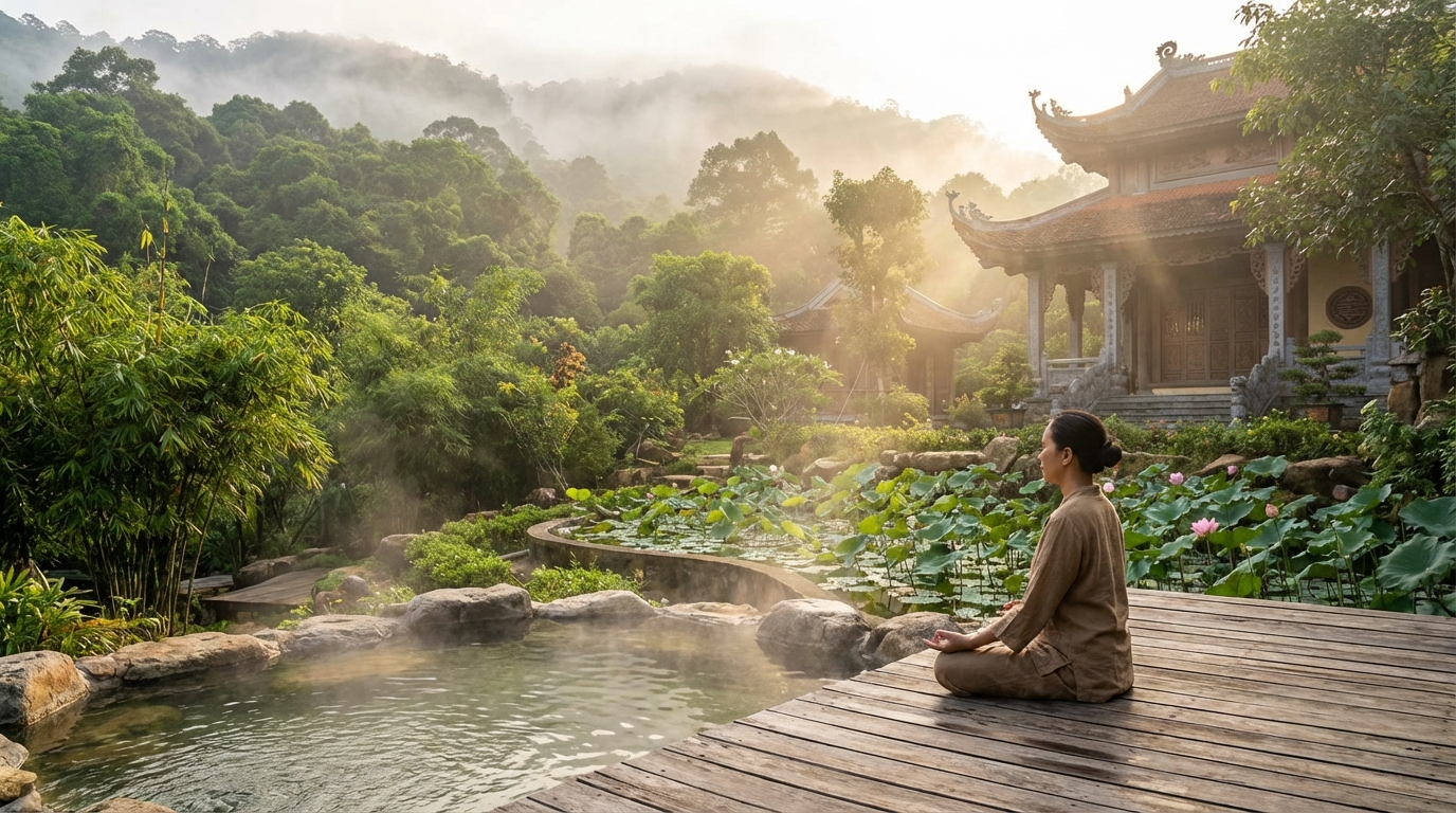 Không gian thiền định yên bình tại chùa trên Núi Cấm An Giang