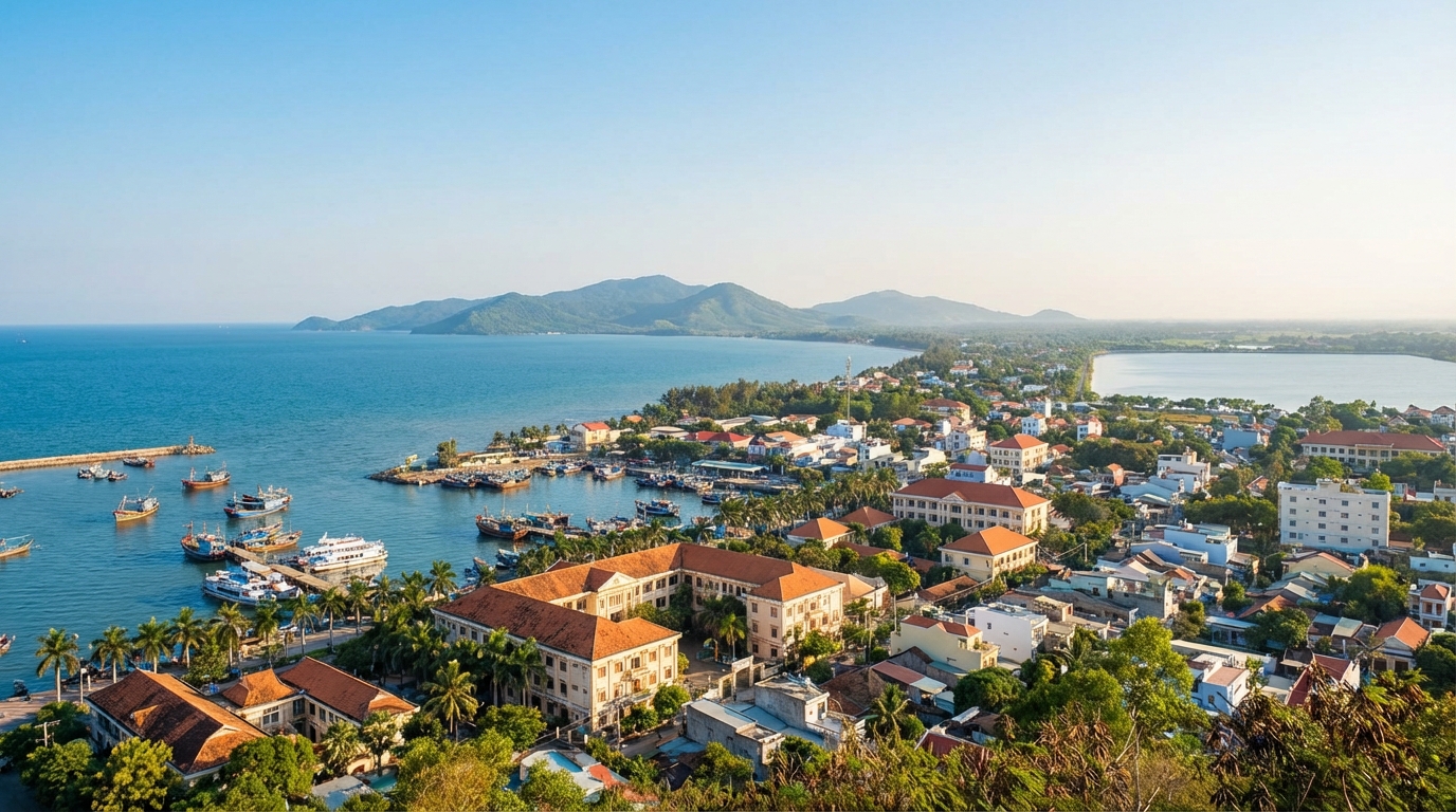 Toàn cảnh thành phố Hà Tiên nhìn từ trên cao