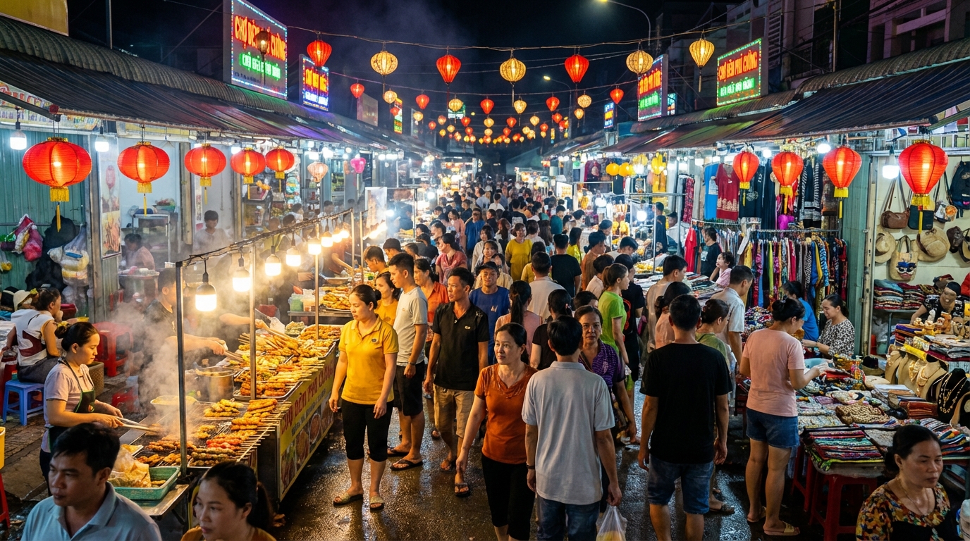 Chợ Đêm Phú Cường nhộn nhịp với hàng trăm gian hàng