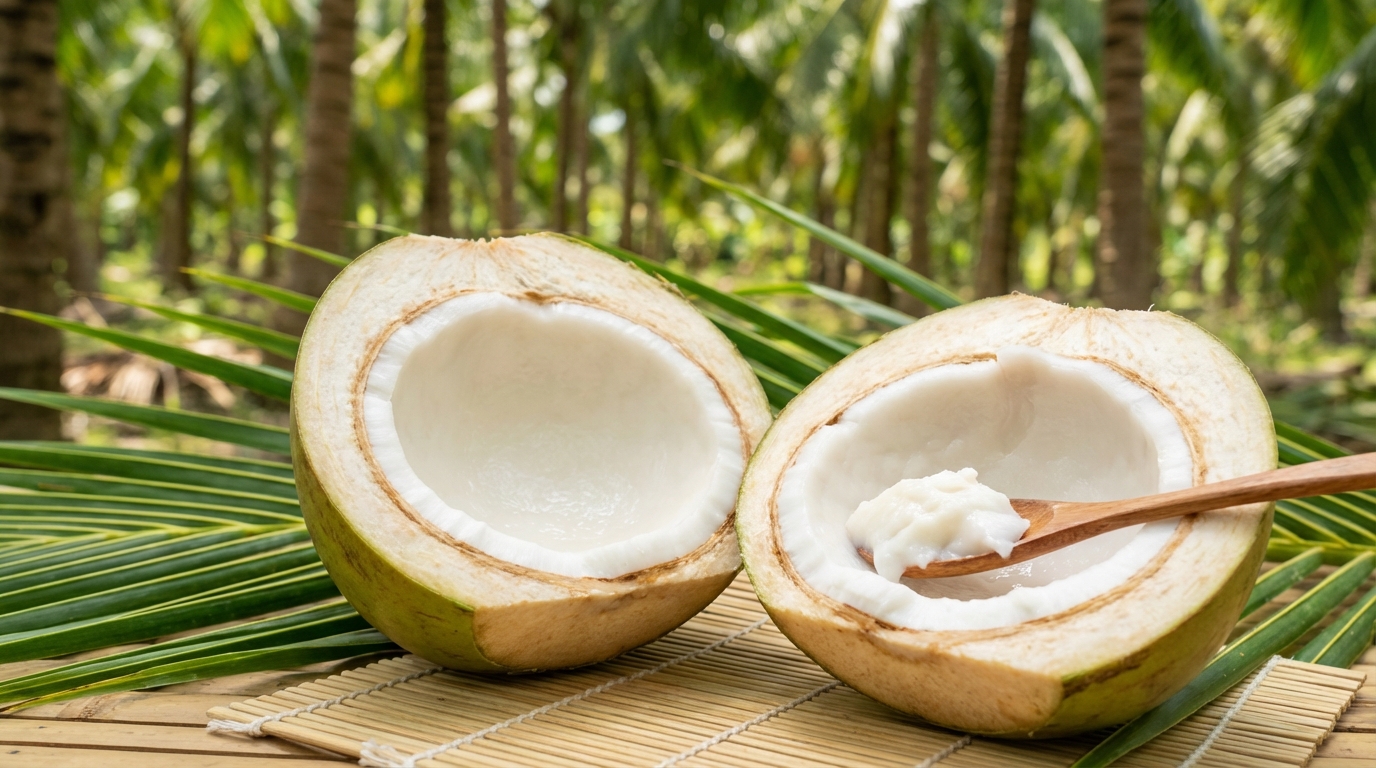Dừa sáp Trà Vinh với cơm dừa dày béo ngậy đặc trưng