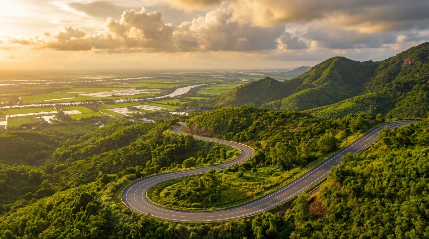 Cung đường đẹp từ Núi Sam đến Tịnh Biên An Giang với cảnh núi non và đồng lúa
