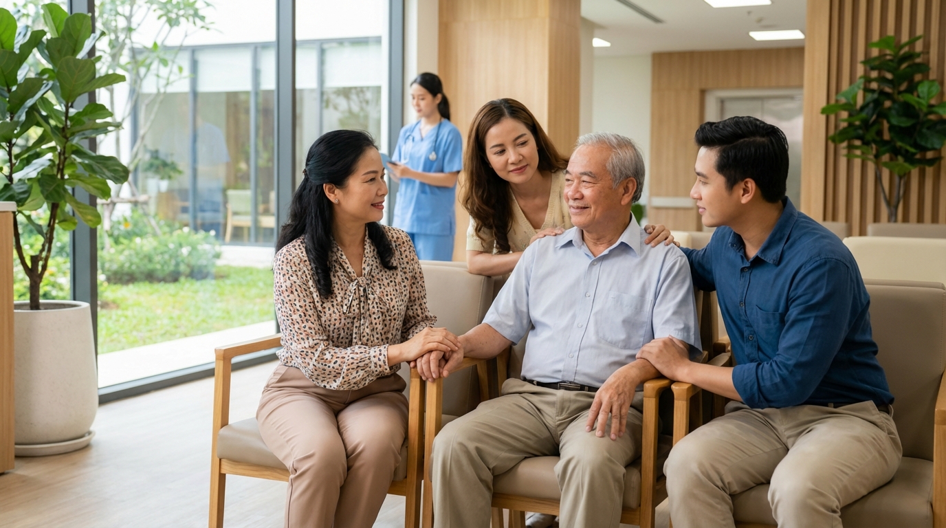 Gia đình đồng hành cùng bệnh nhân trong hành trình điều trị