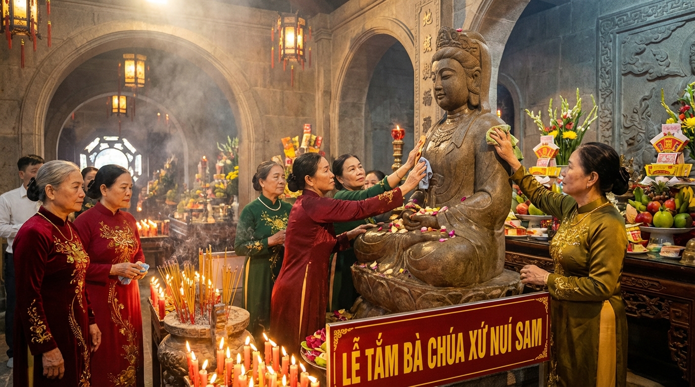 Lễ Tắm Bà - nghi thức tắm tượng Bà Chúa Xứ trang nghiêm và linh thiêng