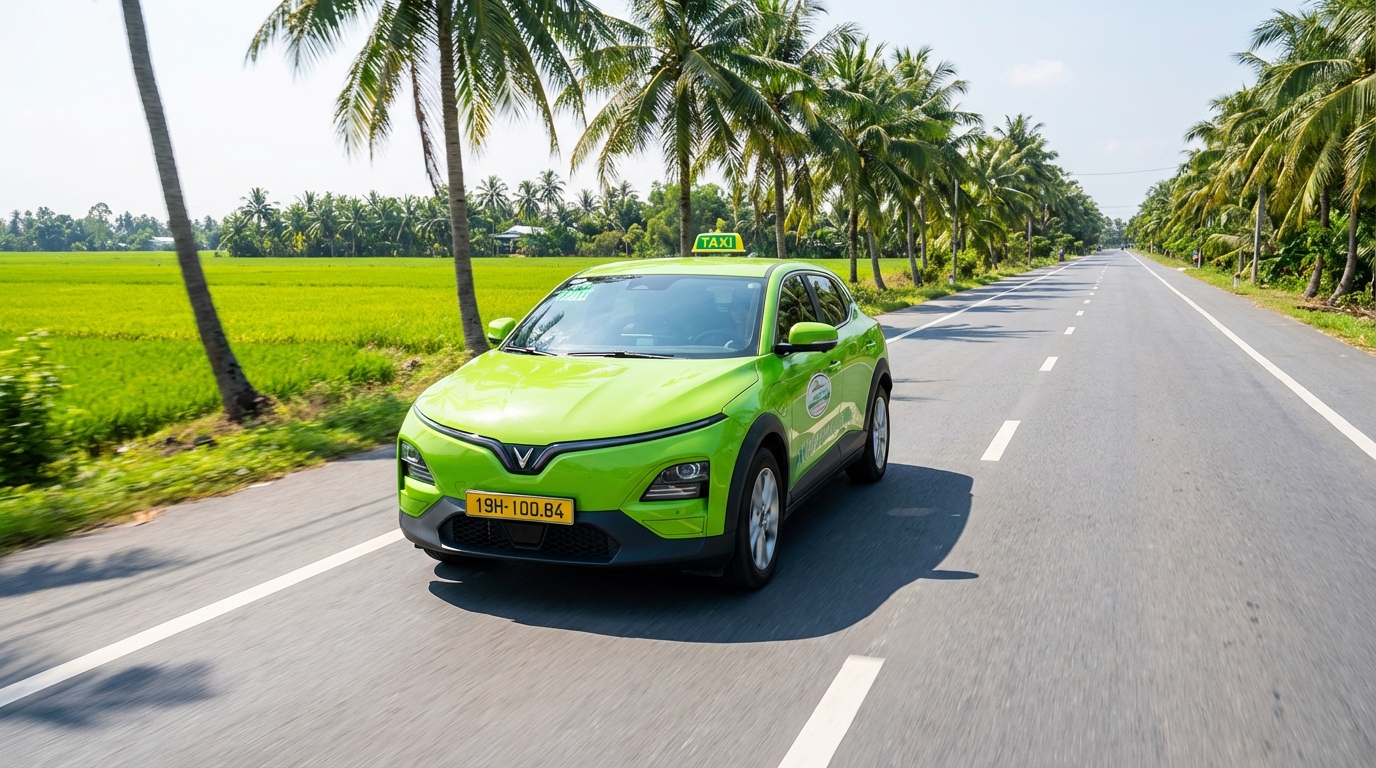 Taxi chạy trên Quốc lộ 91 từ Long Xuyên đến Cần Thơ
