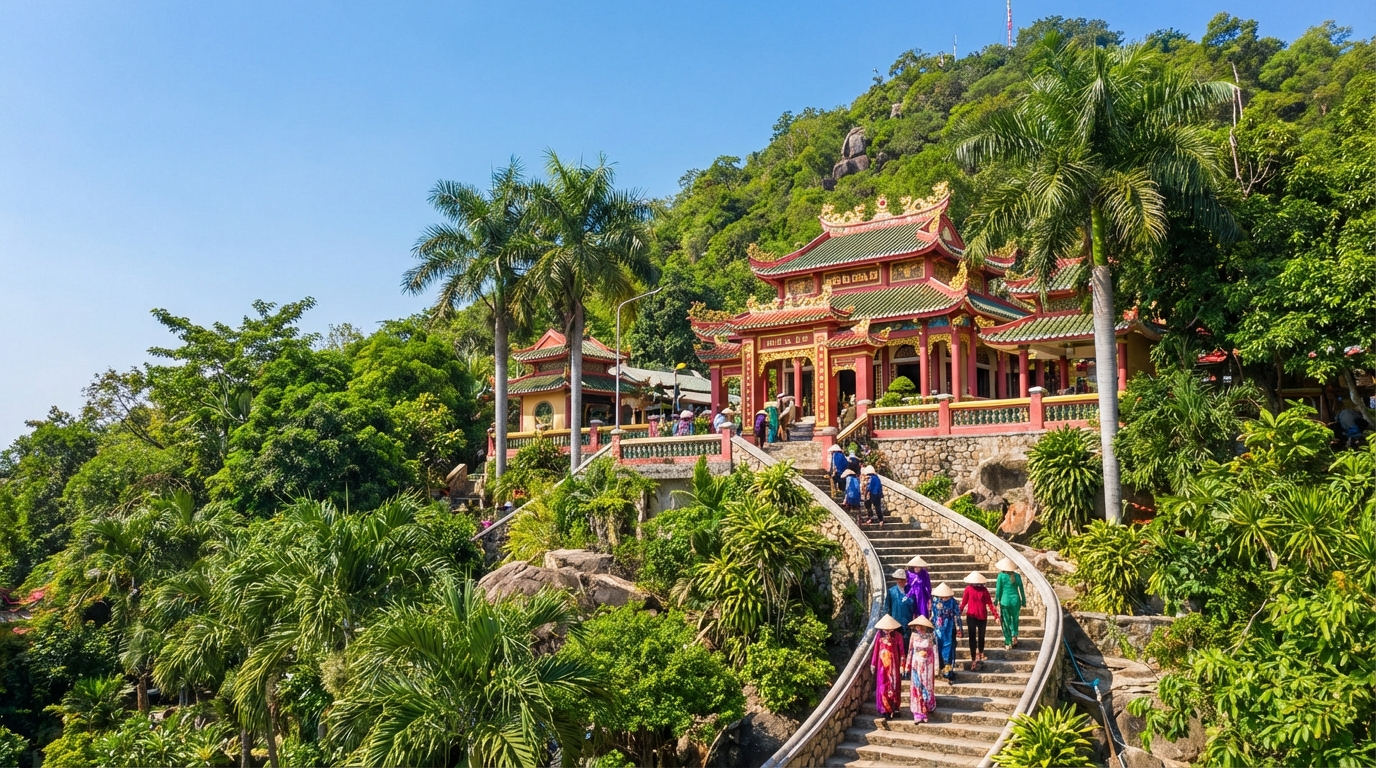 Núi Sam Châu Đốc với Miếu Bà Chúa Xứ trên núi, điểm đến tâm linh nổi tiếng