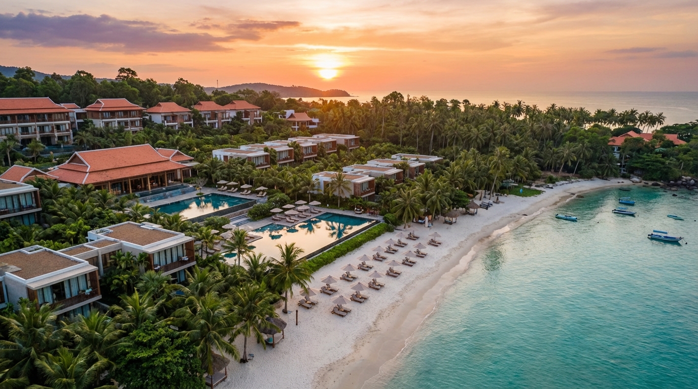 Resort sang trọng bên bãi biển Nam đảo Phú Quốc với nước biển xanh ngọc