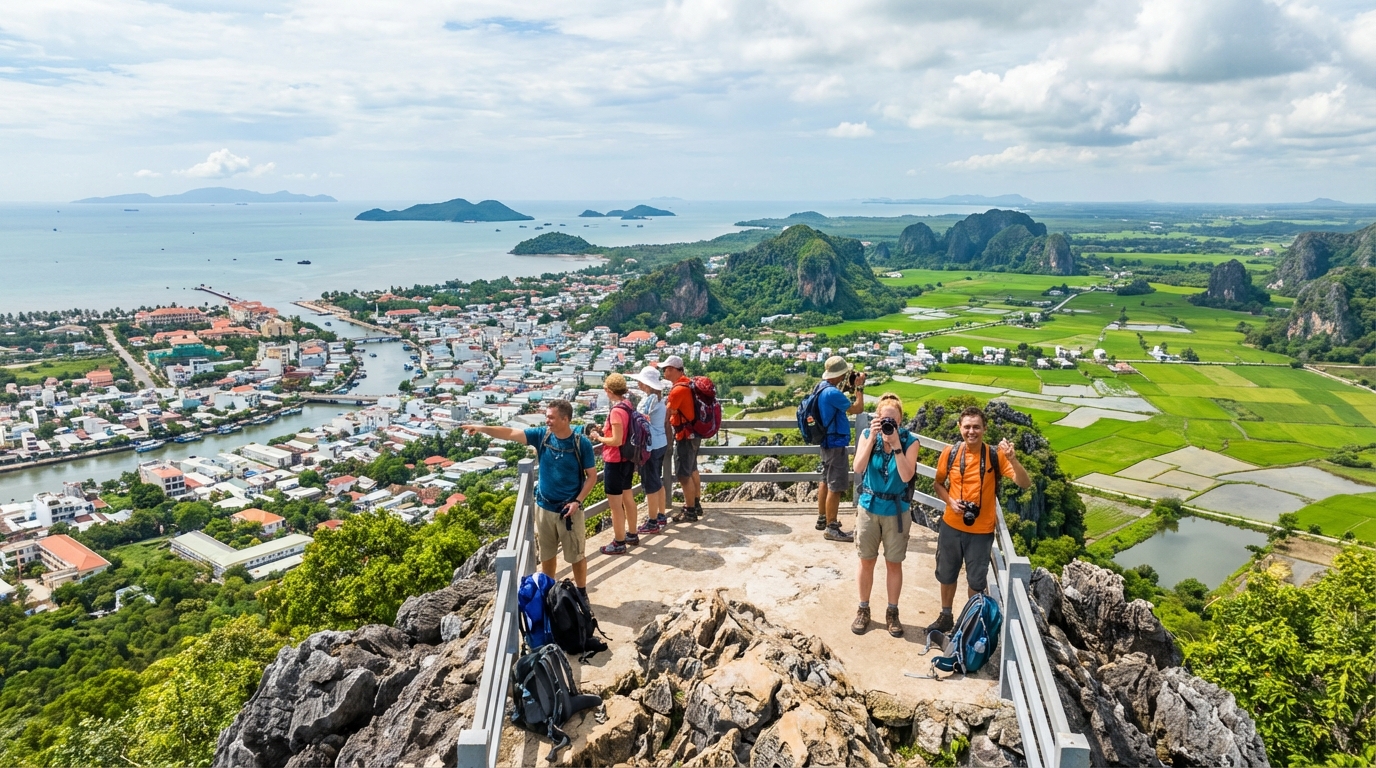 View toàn cảnh tuyệt đẹp từ đỉnh Núi Đá Dựng