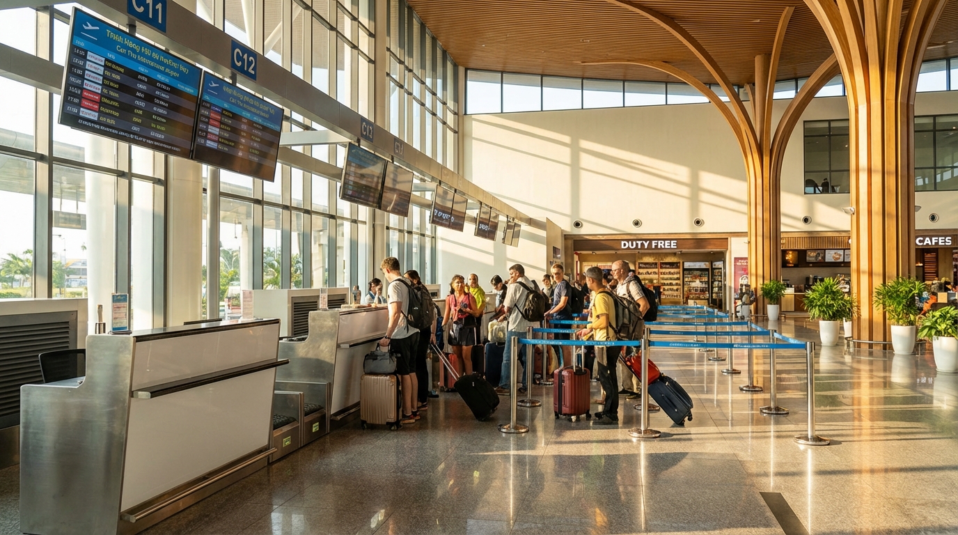 Khu vực làm thủ tục check-in tại sân bay quốc tế Cần Thơ