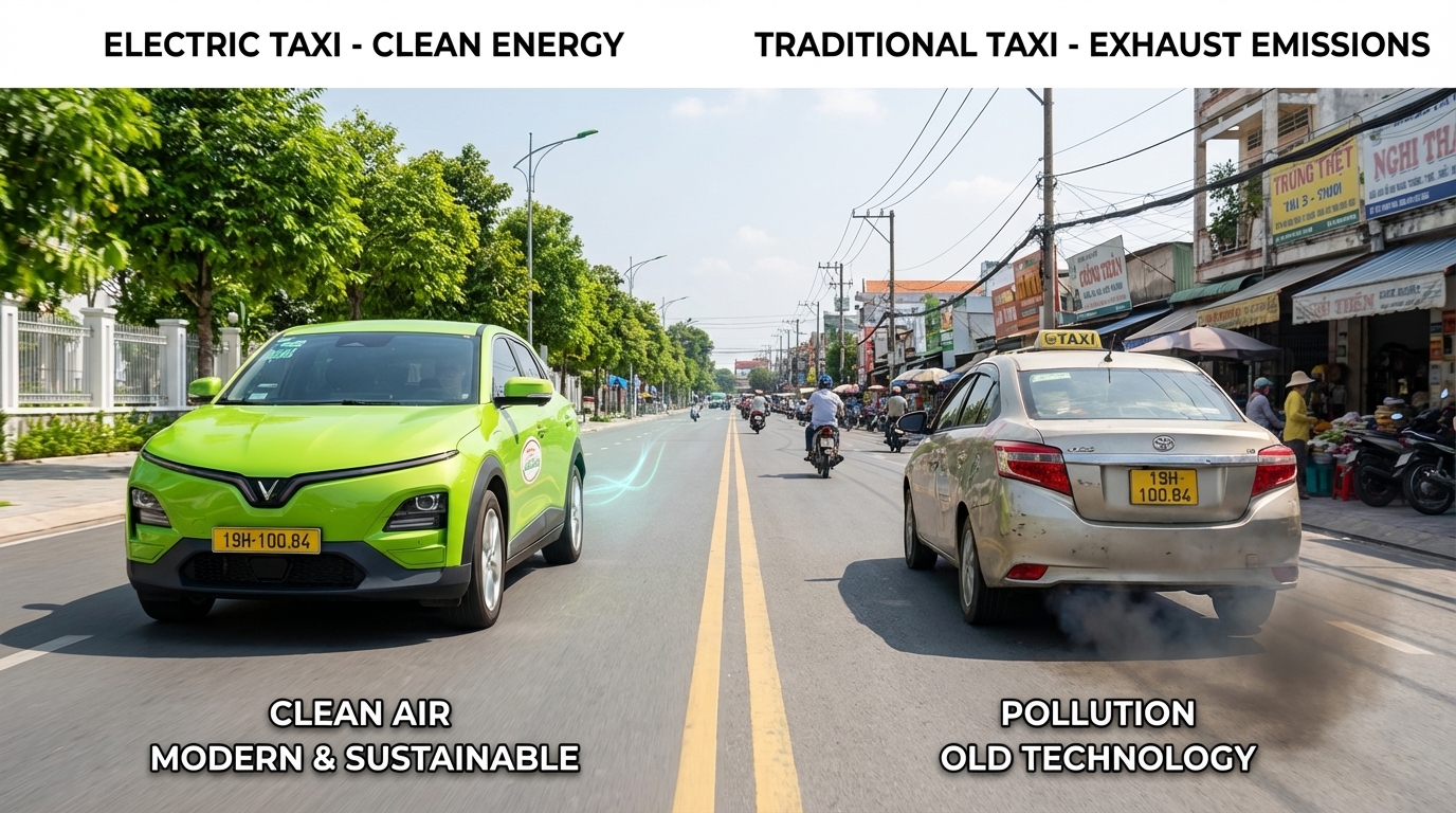 So sánh taxi điện VinFast VF6 và taxi xăng truyền thống
