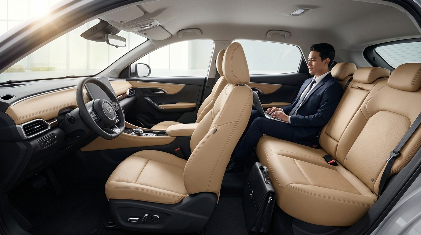 Nội thất xe taxi VinFast VF6 rộng rãi, hiện đại và thoải mái