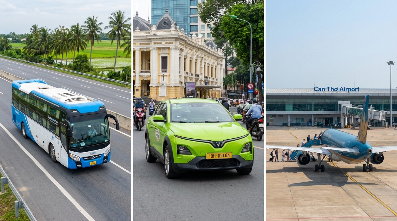 So sánh taxi VinFast VF6, xe khách và máy bay đi Sài Gòn