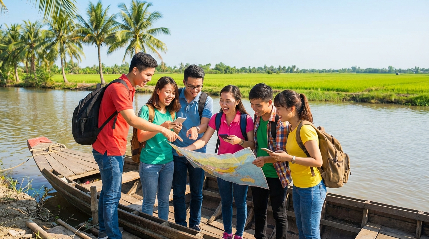 Nhóm sinh viên khám phá sông nước miền Tây An Giang