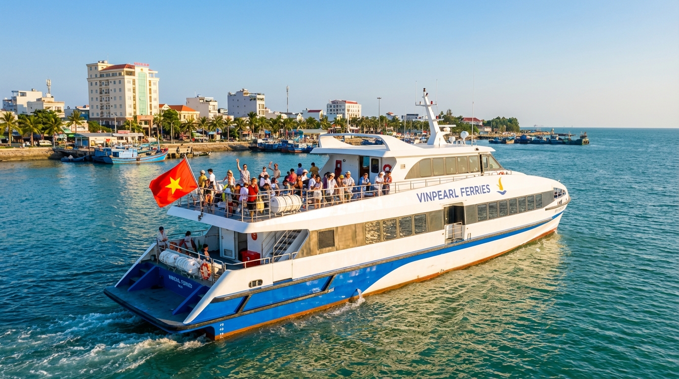 Tàu cao tốc hiện đại từ Rạch Giá đi Phú Quốc với làn nước xanh ngọc
