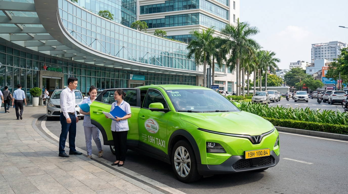 Taxi điện VinFast VF6 đưa bệnh nhân đến Bệnh viện Chợ Rẫy