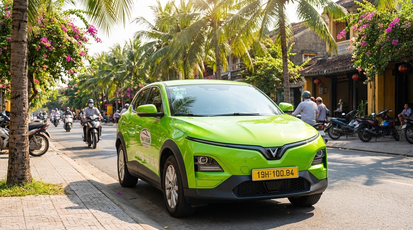 Taxi VinFast VF6 xanh cốm sẵn sàng phục vụ mùa hè 2026