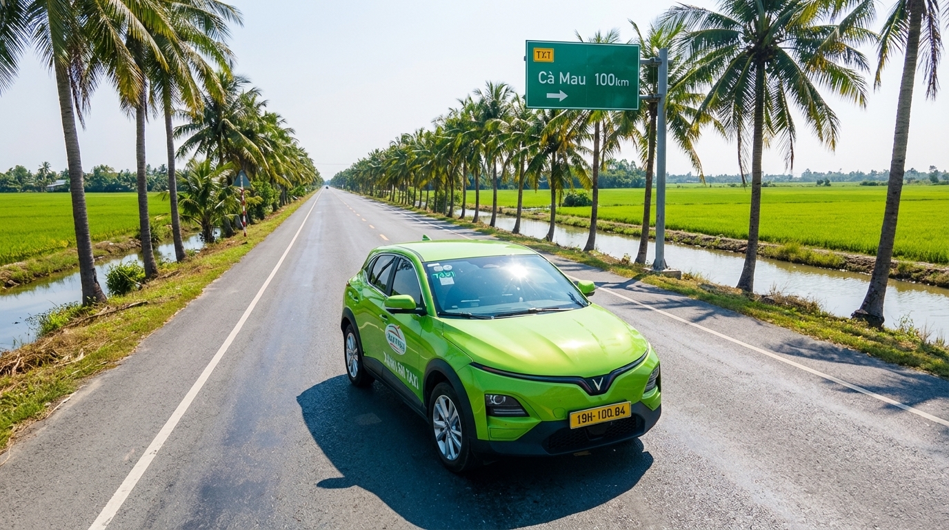 Taxi VinFast VF6 trên hành trình đường dài Long Xuyên đi Cà Mau