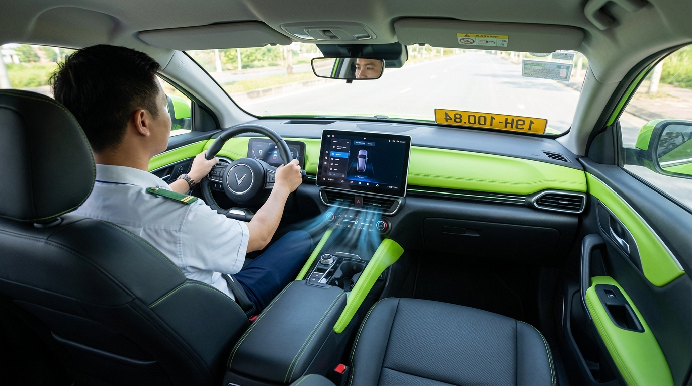 Nội thất taxi sạch sẽ, thoải mái cho chuyến công tác