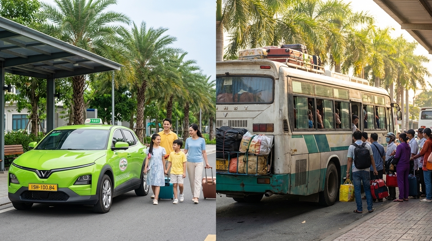 So sánh taxi VinFast VF6 và xe khách liên tỉnh tại miền Tây