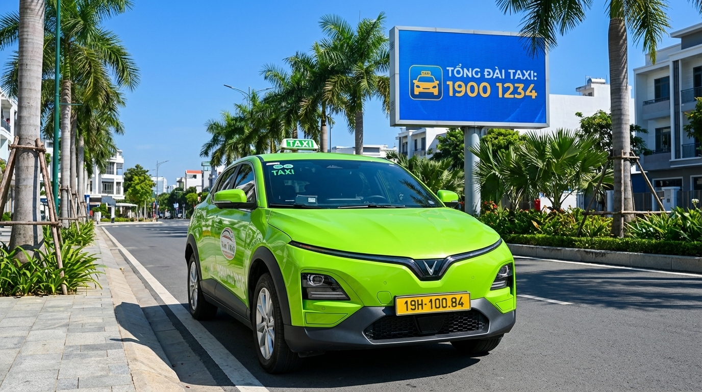 Taxi điện VinFast VF6 màu xanh cốm tại Long Xuyên An Giang